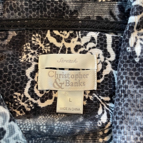 Christopher & Banks Large Black and White Floral Jacket Boho Chic Unique GUC - Picture 5 of 7